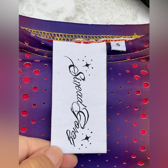 Sinead Gorey Purple & Yellow Laser-Cut Long Sleeve T-Shirt  size small - Picture 9 of 10